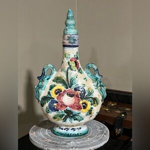 Firenze (Florence) Italian, Majolica Pilgrim flask/decanter empty